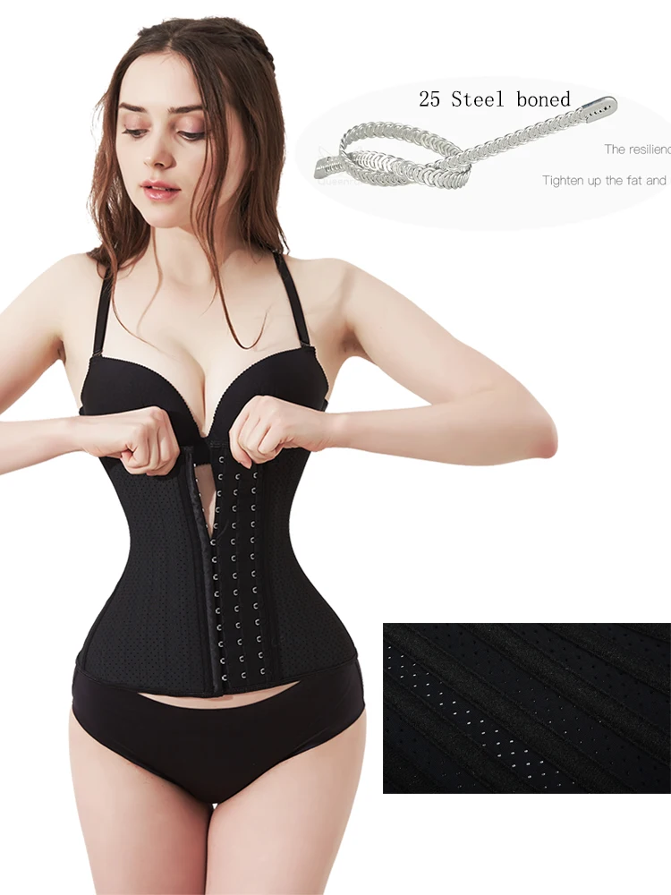 

Latex Waist Trainer 25 Steel Bone Women Binders And Shapers Corset Modeling Strap Body Shaper Colombian Girdles Slimming Belt