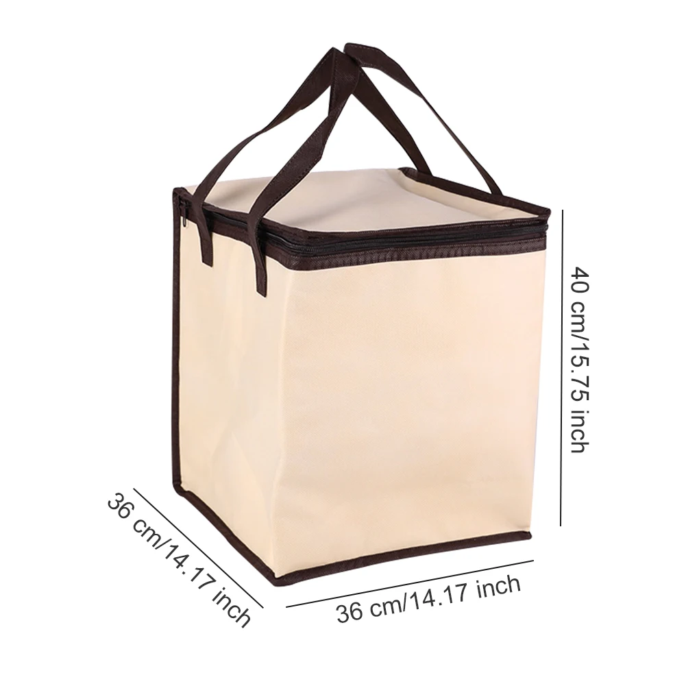 

3 Colors Reusable Eco-Friendly Shopping Insulated Bags Heavy Duty Thermal Totes With Zipper And Handle For Food Cake Delivery