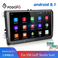 Автомагнитола Podofo, 2 Din, Android 8,1, GPS, стерео, для Volkswagen, Skoda Seat, Octavia, golf 5, 6, touran, passat B6, polo
