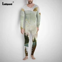 ladiguard men patchwork two pieces outfit long sleeve t shirt and skinny pants sets 2021 autumn fashion 3d print men 2pcs set