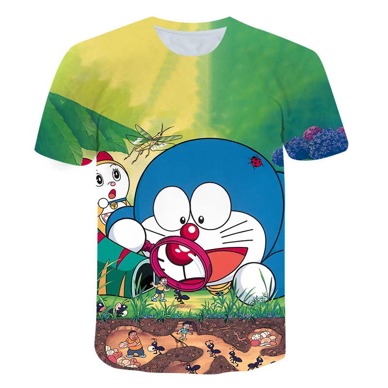 

Clothes For Teens Summer Short Sleeved Shirt Doraemon Printed TShirts Fashion Football Tshirt Boys and Girls 4 to 14 Years Old