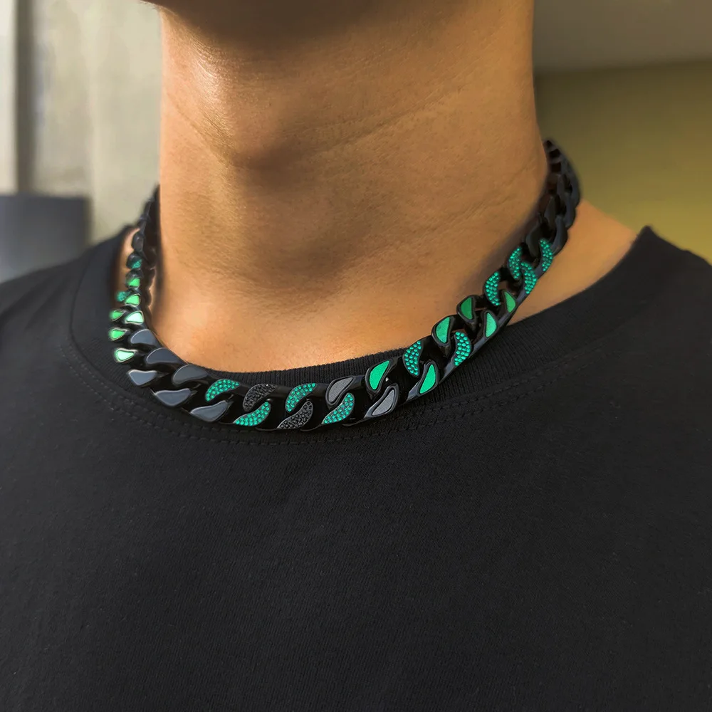 Новинка 2021 готическое ожерелье из кубинской кожи зеленого цвета цепочка на шею
