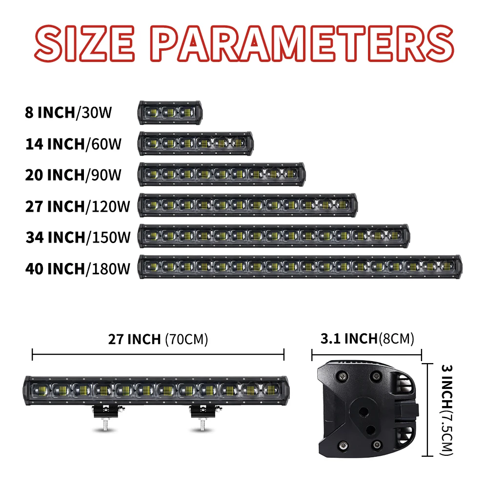 WINING 120 Вт 27 дюймов 9D Светодиодная панель рабочего освещения Однорядная для Wrangler JK