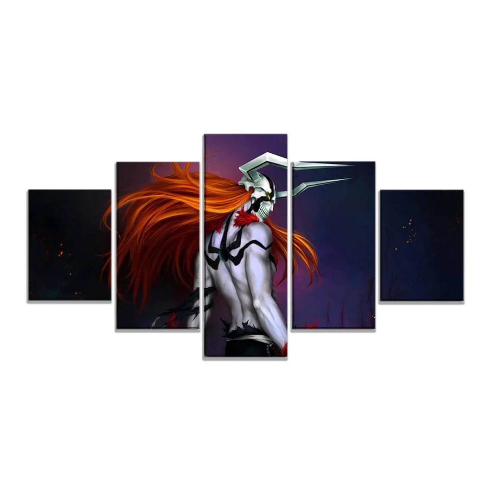 

Wall Art Modular Pictures Canvas Printed 5 Panel Kurosaki Ichigo Bleach Anime Home Decoration Posters Painting Living Room Frame