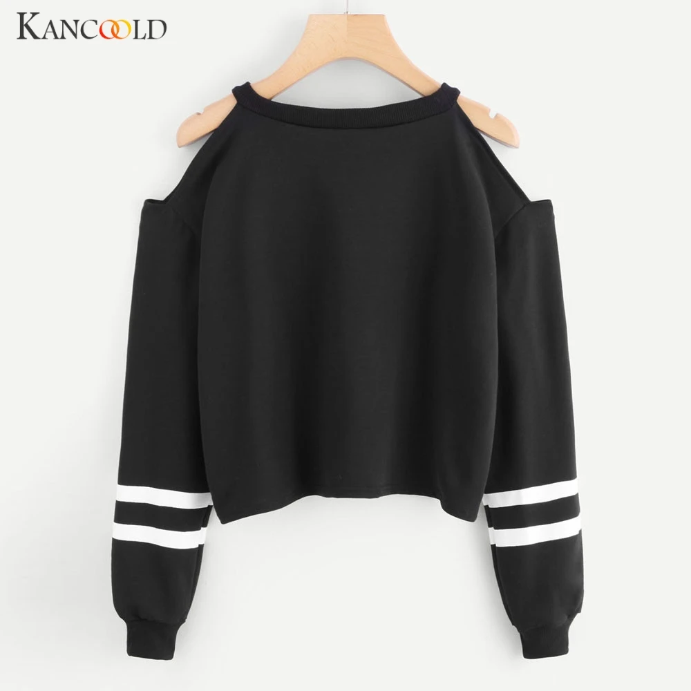 KANCOOLD, свитшоты, новинка, сексуальные, с открытыми плечами, пуловеры, топы, для женщин, в полоску, спортивная одежда, зимняя, с длинным рукавом, женская блузка, Sudaderas 09