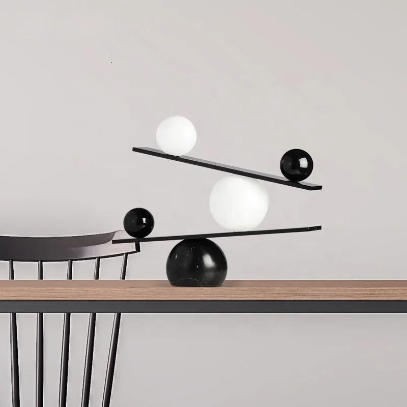 Настольная лампа из Черного Железного белого стекла для отеля дома спальни