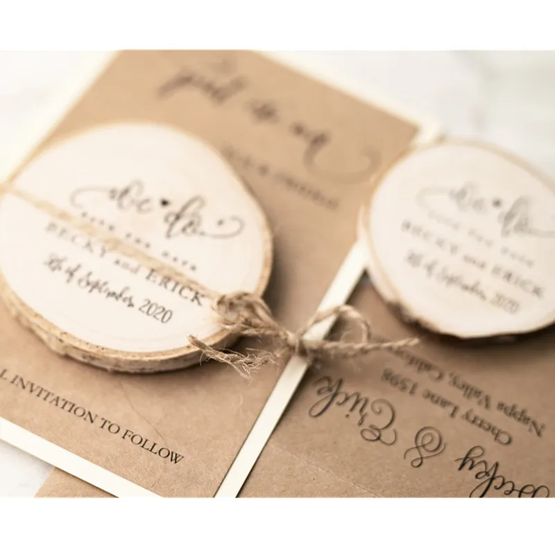 Деревянные магниты в деревенском стиле для свадьбы персонализированные