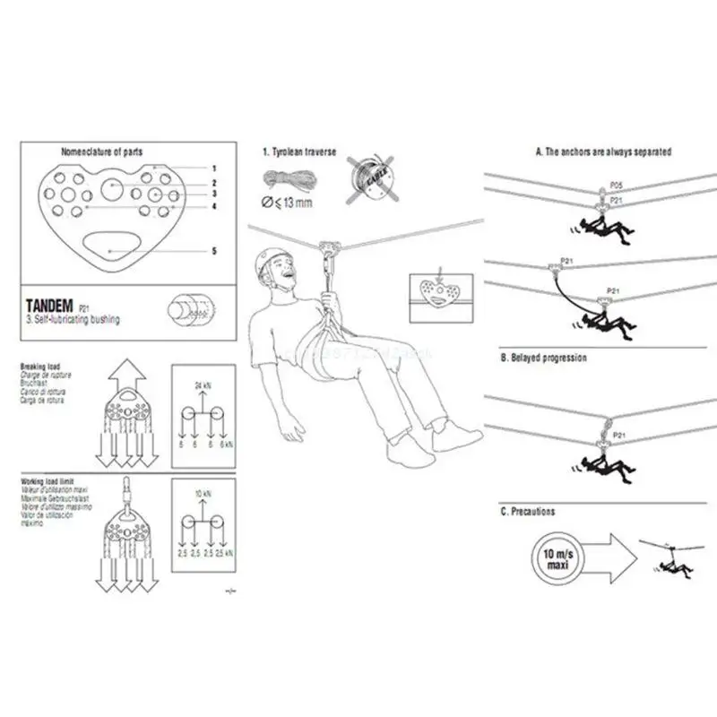 

30KN Double Trolley Pulley Aluminum Zip Line Rock Climbing Mountaineering Rescue Dropship