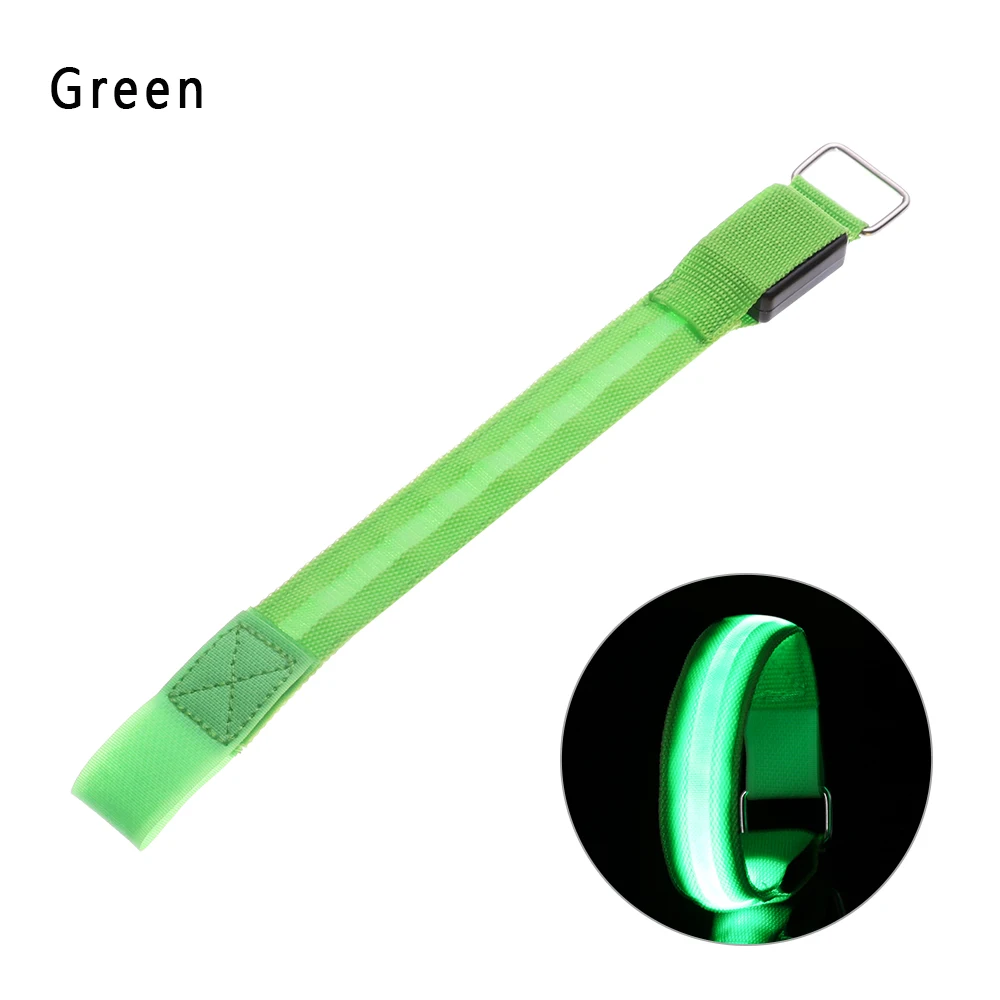 Green 1 шт., 7 цветов, регулируемый светодиодный Напульсник для езды на велосипеде для ночного бега+ 2 батарейки CR2032, светящиеся браслеты, светильник для велосипеда - Цвет: Green