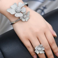 kellybola gorgeous brand flowers adjustable openning bangle ring jewelry set for women important occasion party noble symbol