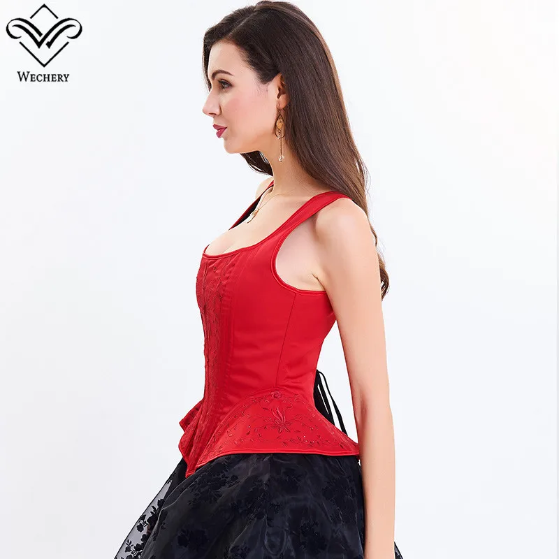 Корсет Wechery в стиле стимпанк сексуальные готические свадебные корсеты кружевной