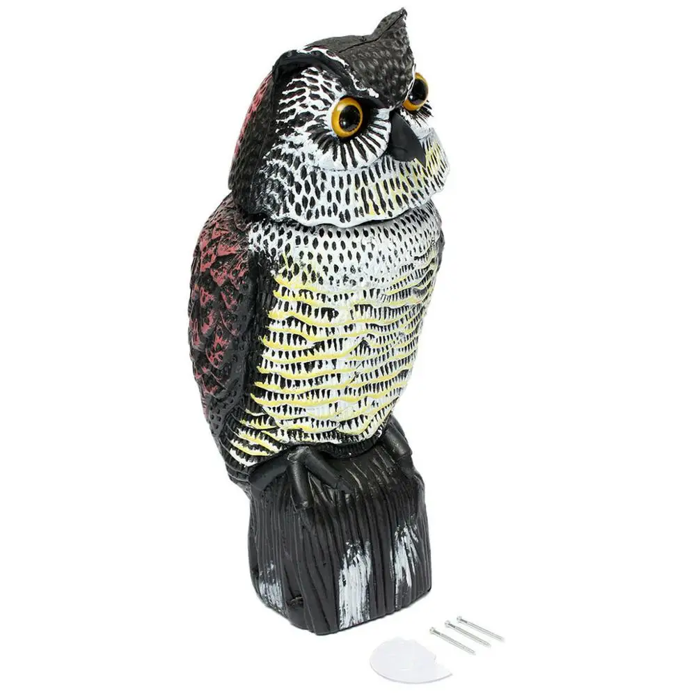 Outdoor Hunting Realistic Bird Scarer Rotating Head Owl Decoy Protection Repellent Pest Control Scarecrow Garden Yard Decor | Дом и сад