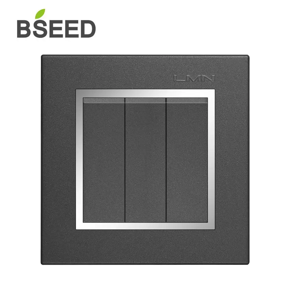 BSEED 3 Gang стандарт ЕС белый серый пластиковый переключатель 86*86 мм LMN настенный