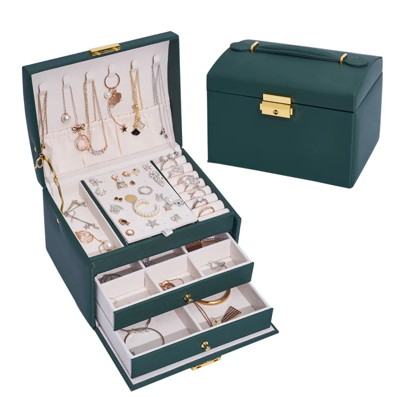 

Jewelry Storage Box Earrings Ring Display Stand Bracelet Necklace Travel Organizer Portable Leather Storage Makeup Jewelry Case