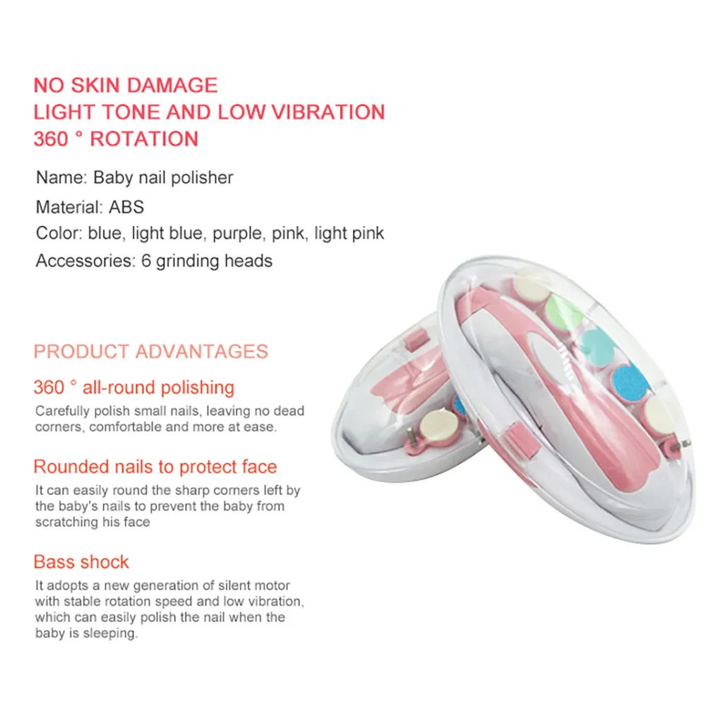 

Baby Nail File Electric Nail Trimmer Manicure Set with Nail Clippers, Toes Fingernails Care Trim Polish Grooming Kit Safe
