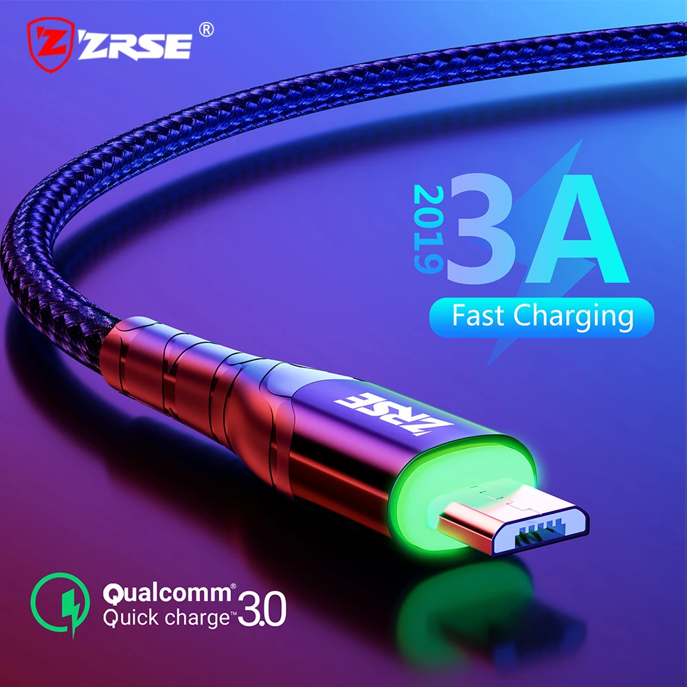 Кабель Micro USB ZRSE 3 м 2 1 для Samsung Galaxy S7 J7 J5 usb кабель синхронизации данных светодиод А
