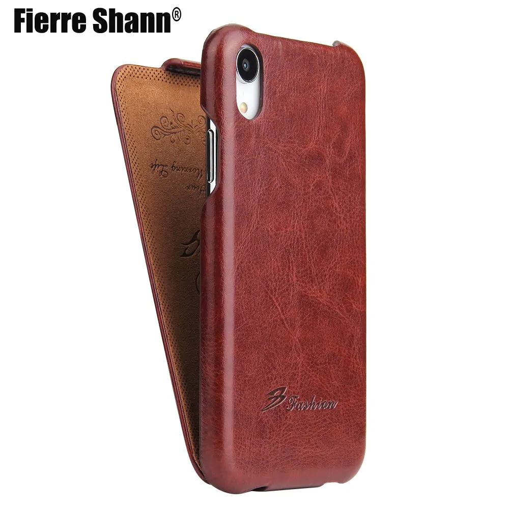 Вертикальный кожаный чехол книжка Fierre Shann для Apple iPhone 12 X XS XR Max защитный телефона