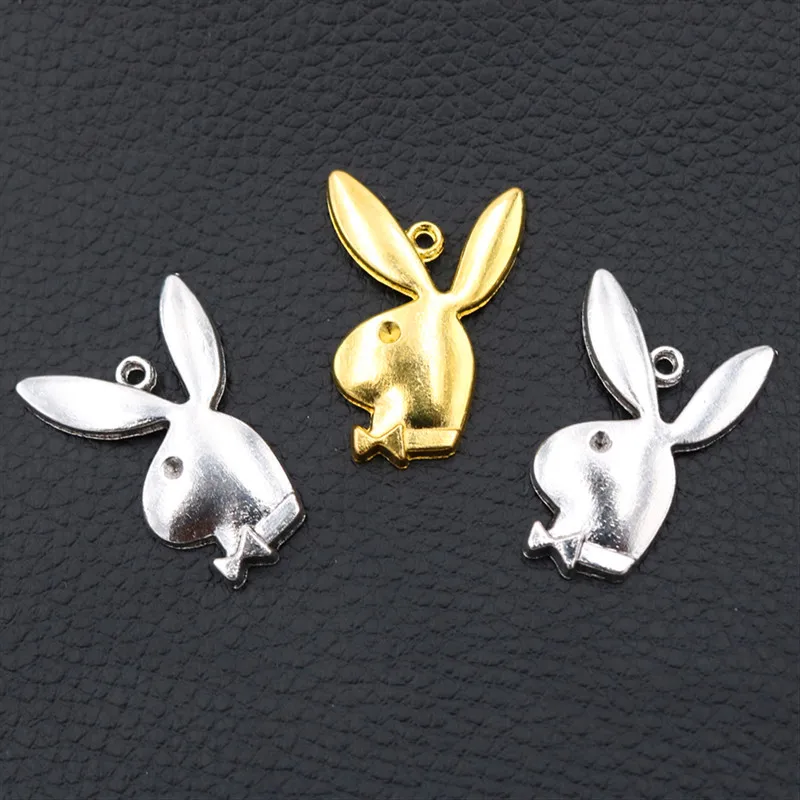 10 шт Серебряный/Золотой поп металлический кролик орнамент кулон кролик джентльмен Шарм милые животные Шарм DIY ручной работы ювелирные изделия подарок-друг