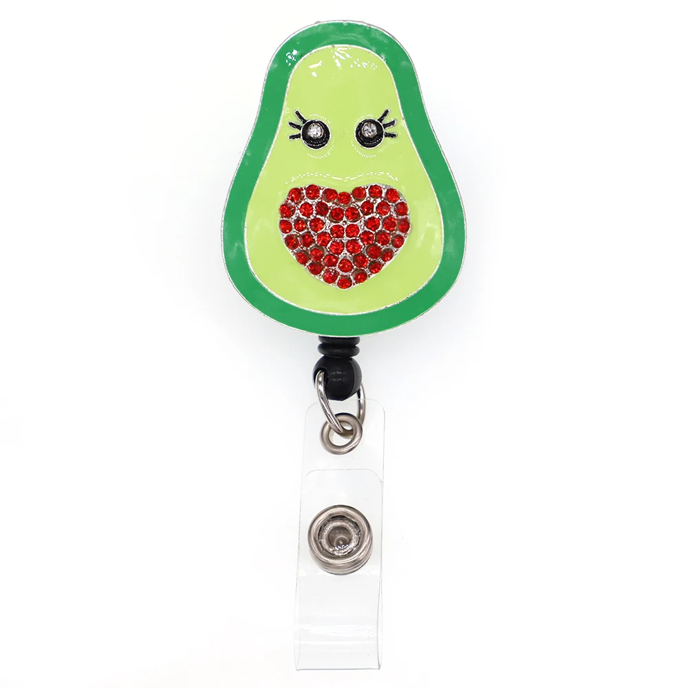 

Free Shipping Avocado Rhinestone Retractable Nurse Id Badge Holder Reel
