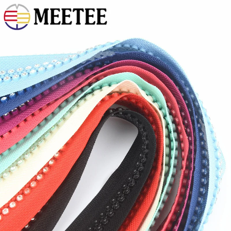 Meetee 1 шт./2 шт. 60 см 10 # блестящая молния из смолы с двойным бриллиантом для одежды