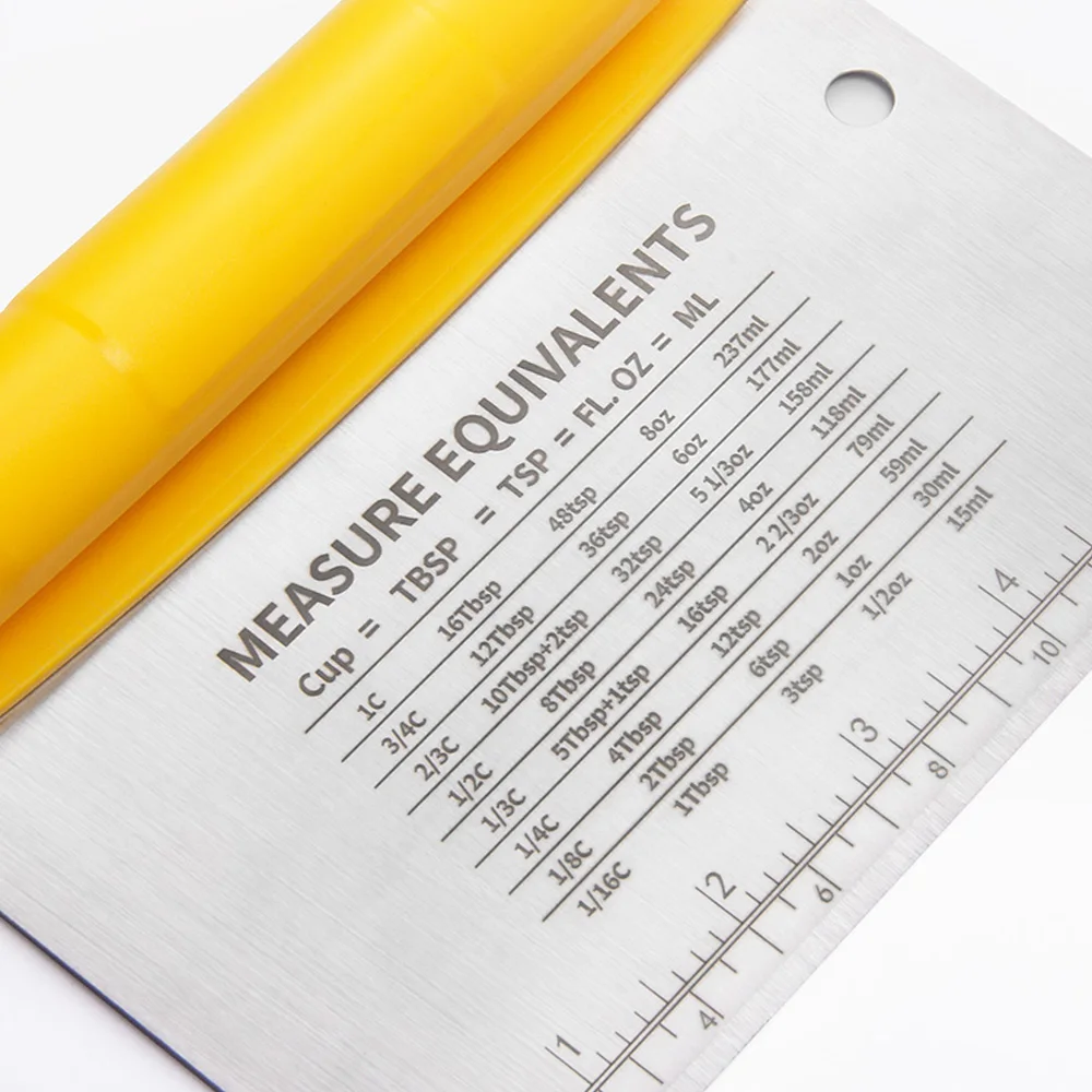 

2-IN-1 Multi-purpose Stainless Steel Dough Pastry Scraper and Plastic Bowl Scraper Set Bench for Baking with Measurement Marks