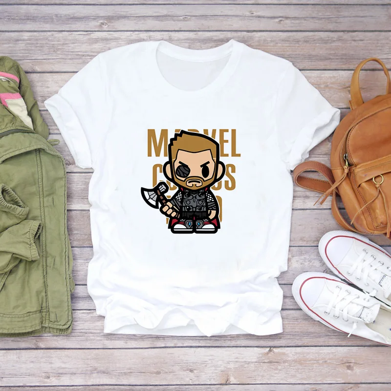 

Camisetas Superhero Cartoon Image Summer Cool Fashion Women White Tshirt 2021 Harajuku Style Crop Tops Femme Clothing Kawaii