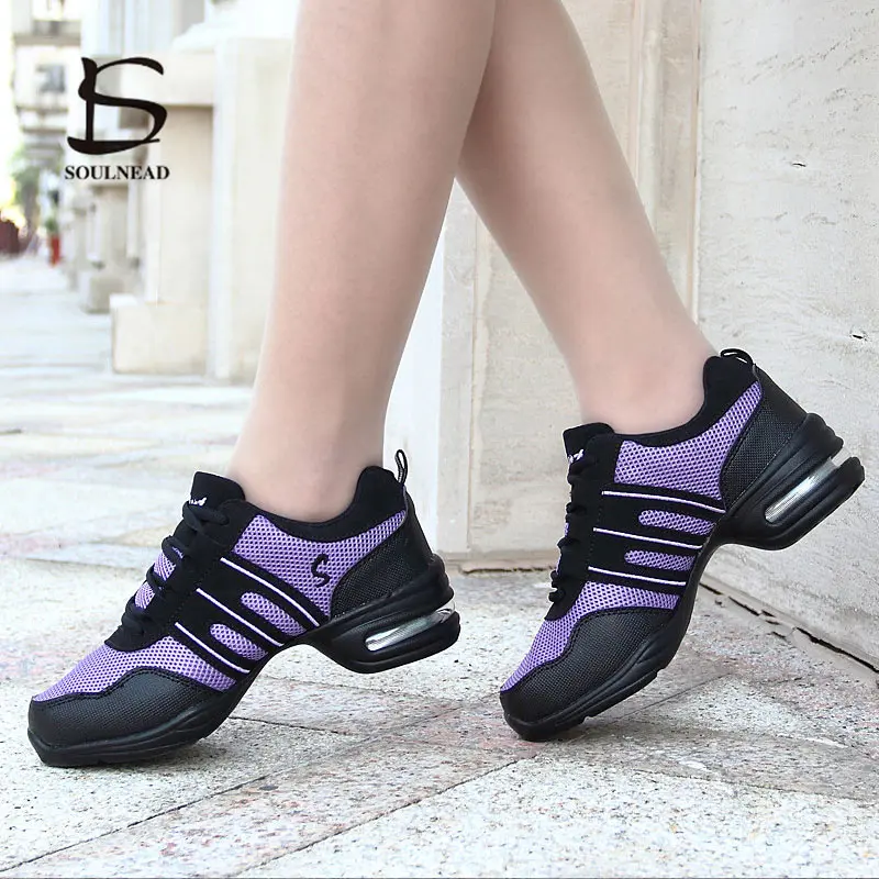 Women's Soft Bottom Jazz Hip Hop Dance Sneakers Lightweight Breathable Woman Dancing Shoes Ladies Modern Sports Dance Shoes