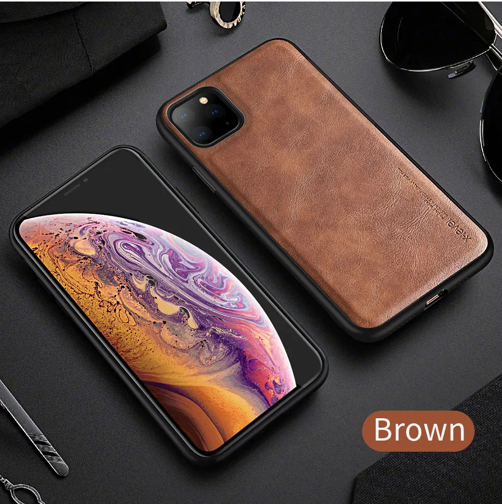 x level retro leather case for iphone 11 pro max soft silicone edge back phone cover for iphone 11 pro max 6 5 coque free global shipping