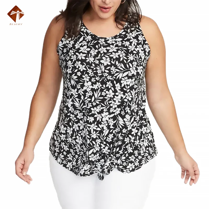 

Женский летний топ без рукавов, женская футболка с цветочным принтом, жилет с круглым вырезом, свободная повседневная майка, новинка 2021, ком...