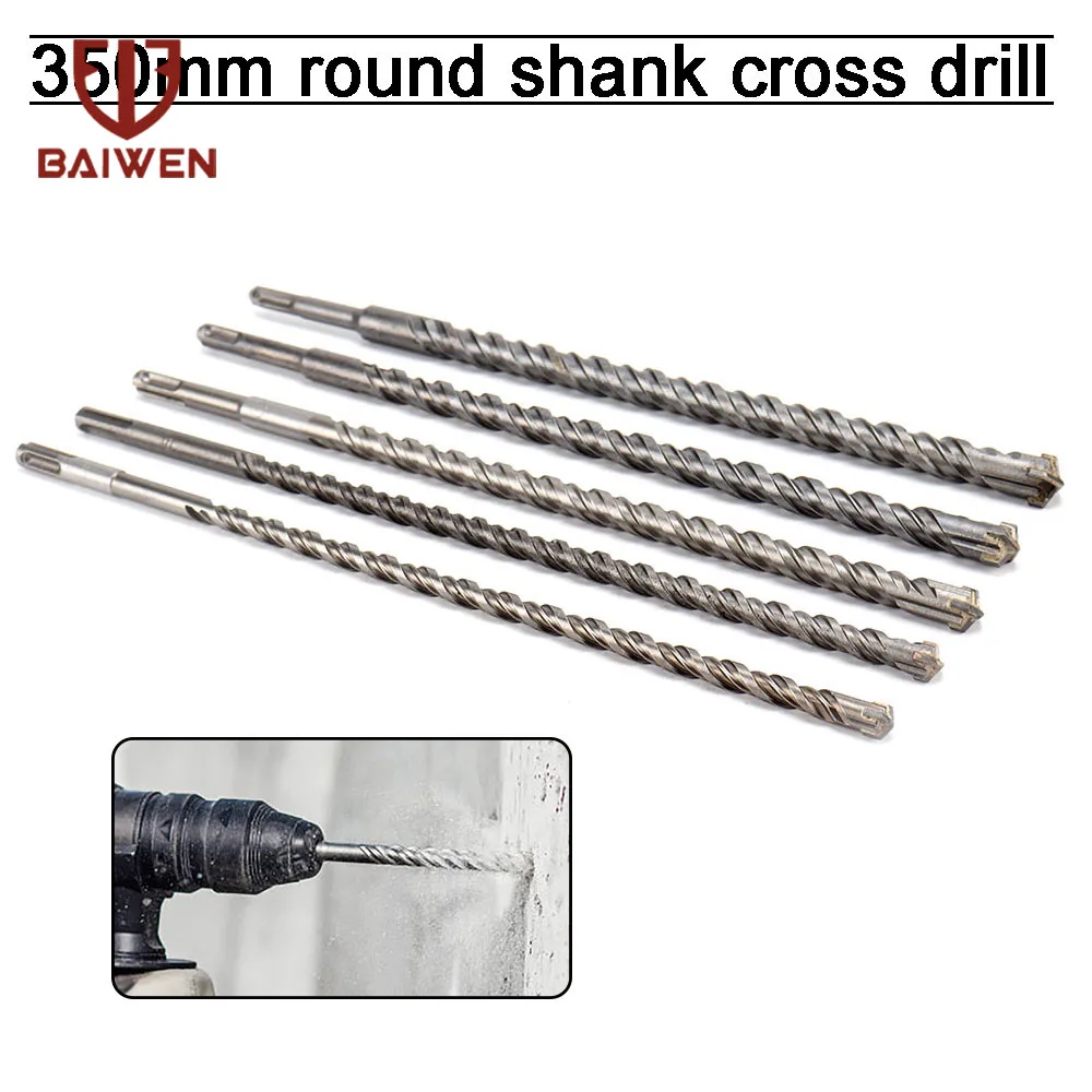 350mm Electric Hammer Drill Bits 10/12/14/16/18/20/22/25mm Cross Type Tungsten Steel Alloy SDS Plus For Concrete Masonry