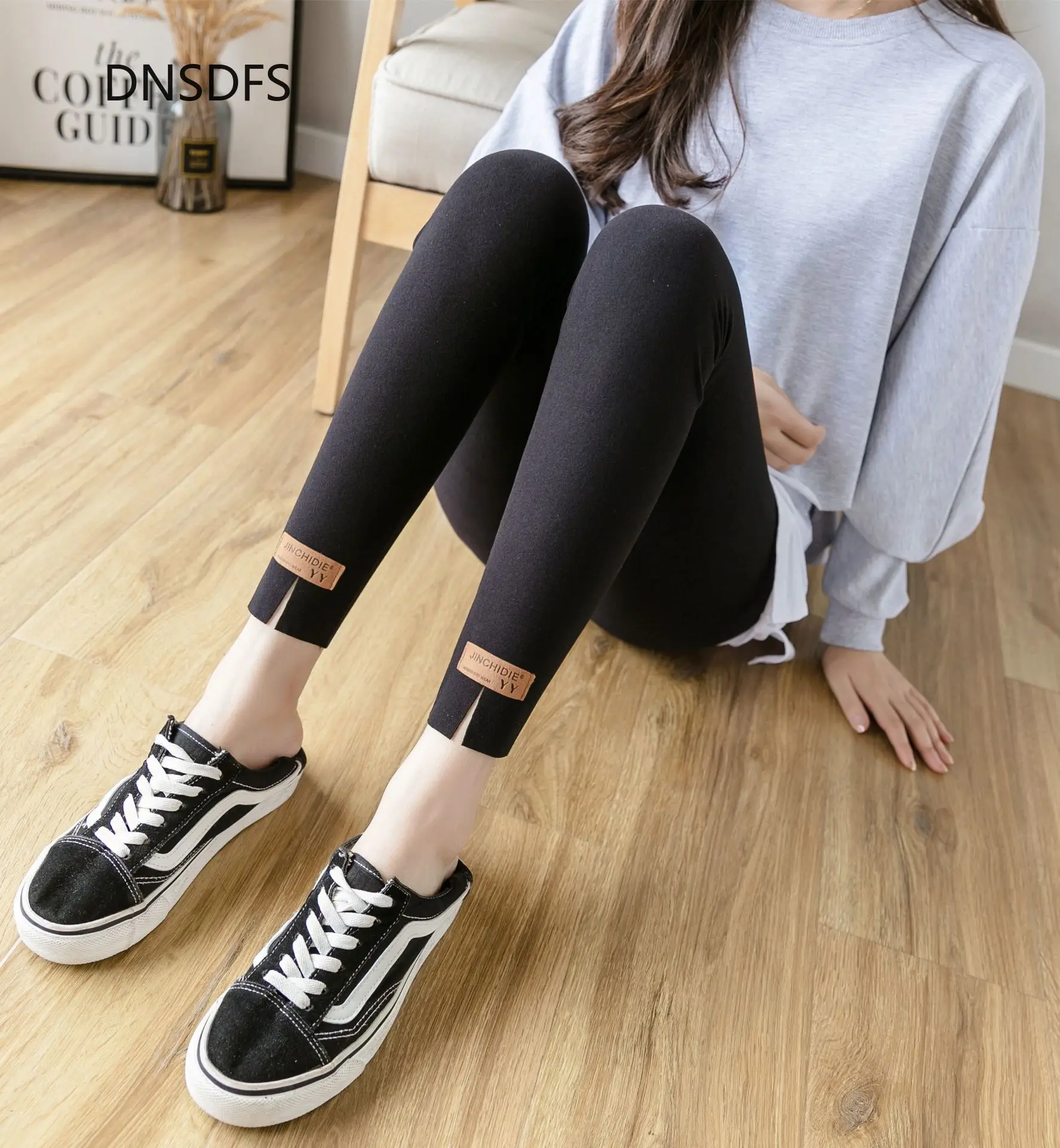 

Леггинсы женские облегающие с высокой талией, эластичные модные штаны для фитнеса, уличная одежда, большие размеры, Осень-зима