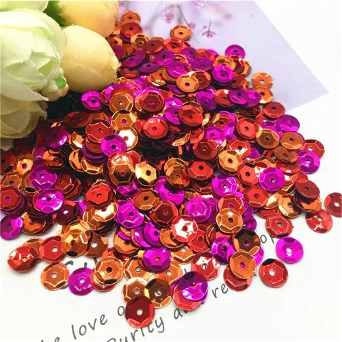 Red Rose Red Orange 6 мм разноцветная чашка, круглые Блестки, свободные ПВХ блестки, сделай сам, Швейные Блестки, одежда для платья, сумки, одежда, свадебные аксессуары для рукоделия, 20 г - Цвет: Red Rose Red Orange