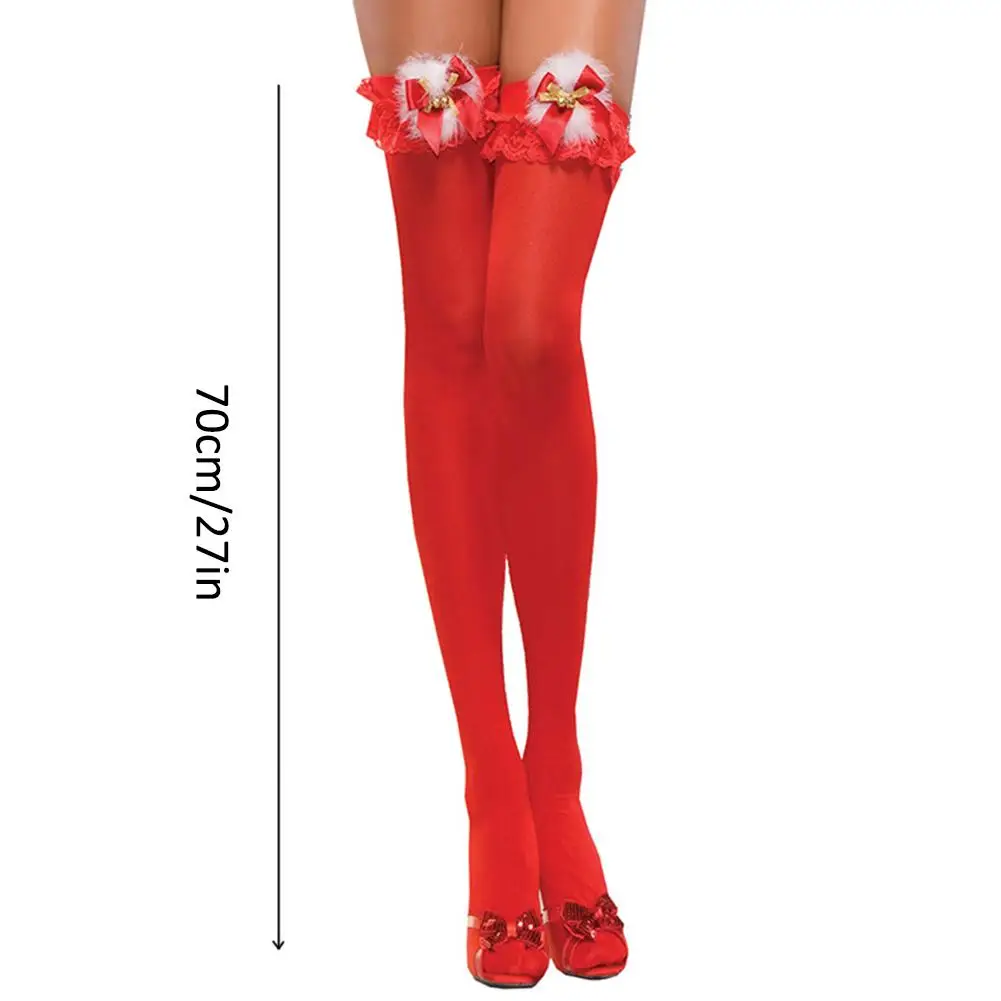 Женские гольфы красные белые высокие носки теплые компрессионные с бантиком