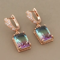 new colorful square design drop earrings zircon women earrings colourful dangle earrings wedding fine fashion jewelry
