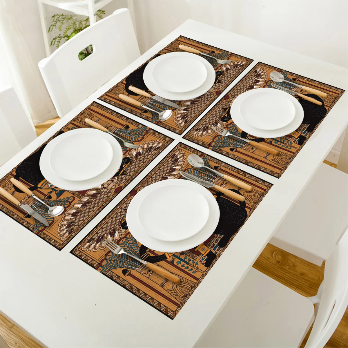 Древний Египет искусство кошка перо ретро салфетки коврик для посуды столовой