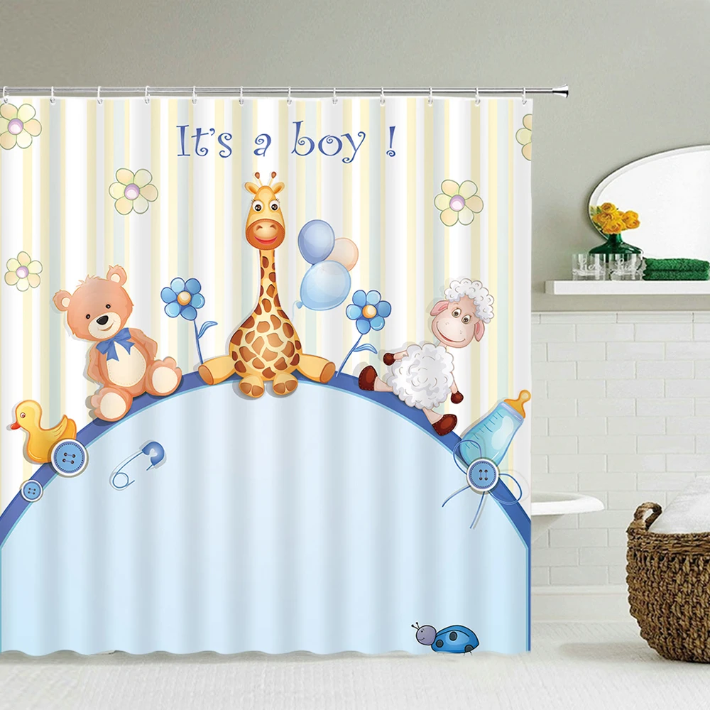 

lovely Animals Bath Curtain Waterproof Shower Curtains Polyester Cartoon Bath Screen Printed Curtain for Bathroom Home Decor