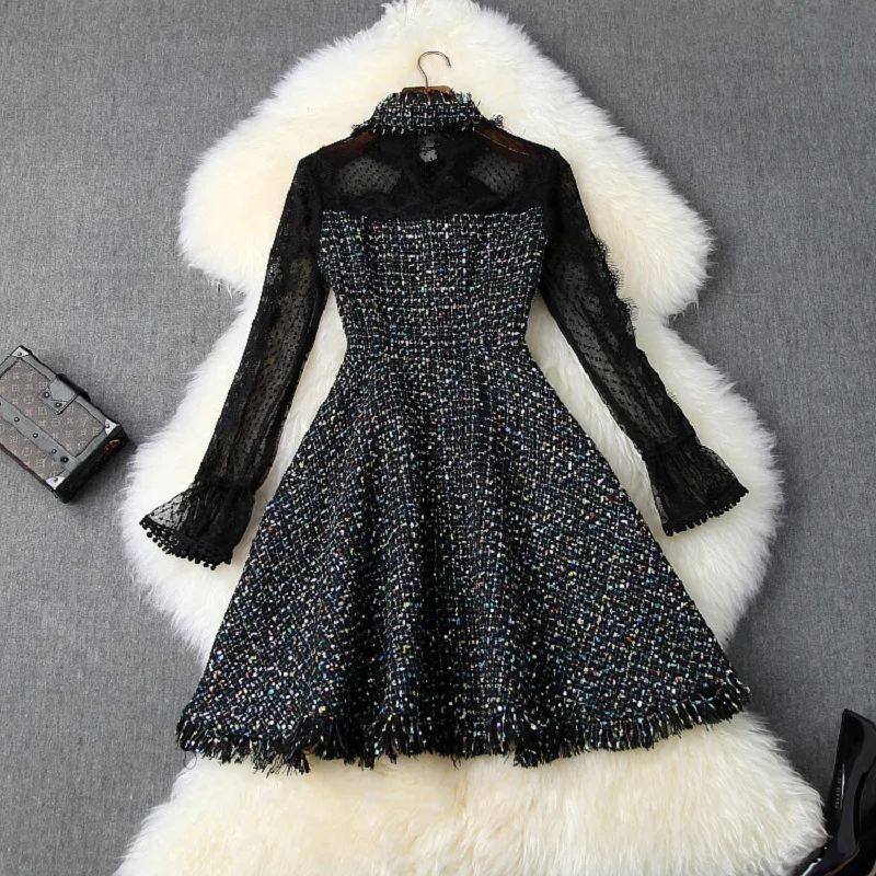 С длинными рукавами рождественское платье взлетно-посадочной полосы 2019 новые