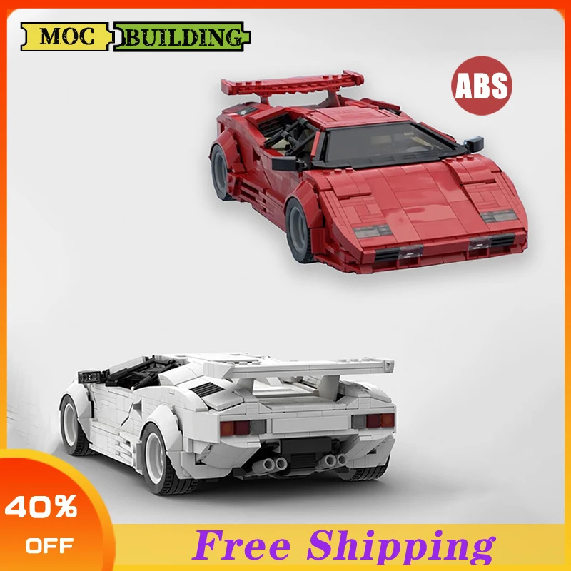 

MOC High Tech Super Sports Car Diablo GTR City Racers Supercar Building Blocks Technology Vehicle DIY Model Toys kid Gifts