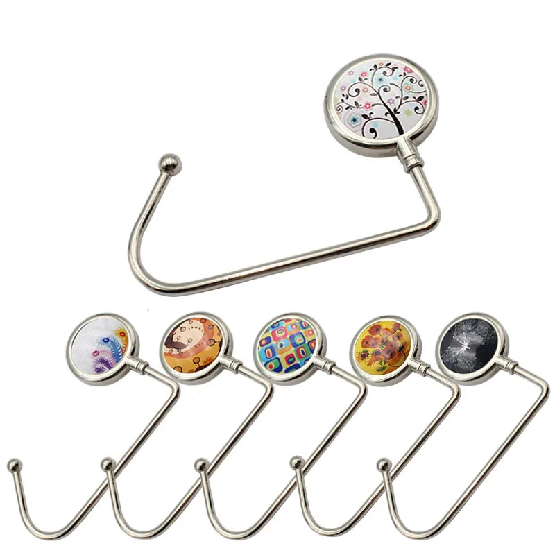 

Creative Portable Metal Foldable Bag Purse Hook Handbag Hanger Purse Hook Handbag Holder Shell Bag Folding Table Hooks Hangers