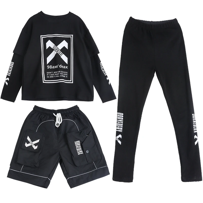 

Street Dance Clothing Hip Hop Kids Black Hiphop Costume Set Long Sleeves Jazz Drum Performance Outfit For Boys Stage Wear