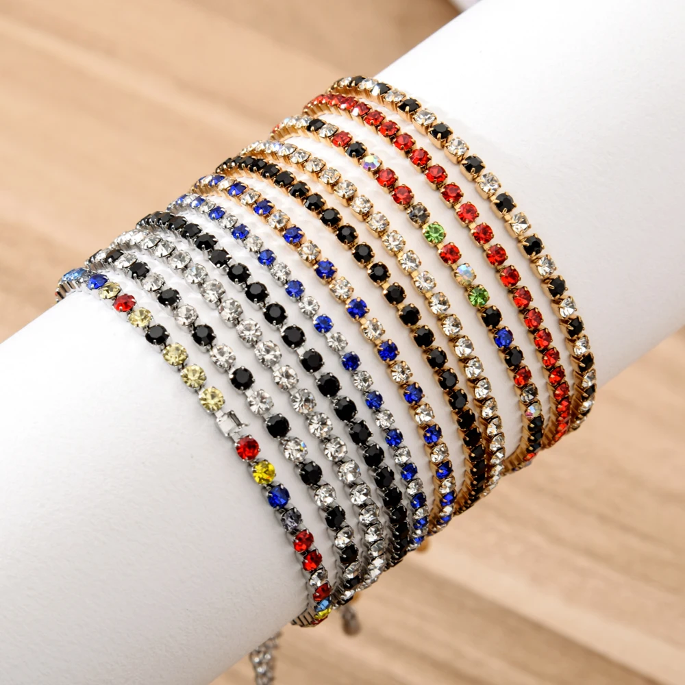 Женские теннисные браслеты из нержавеющей стали с фианитом|Браслеты шармами| |