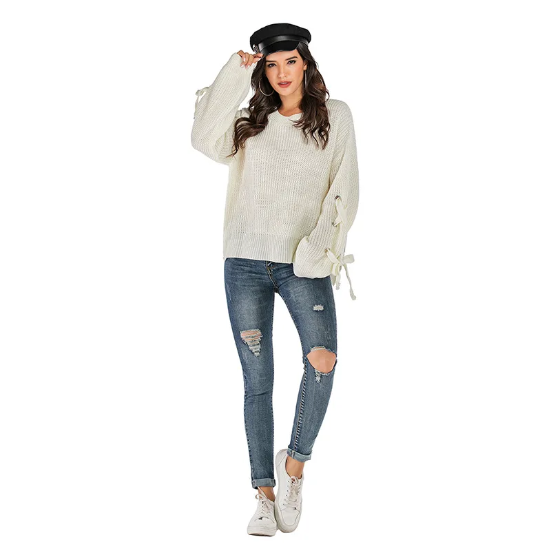 

Jelics Fashion Solid Sexy Split Knitted Sweater Long Sleeve O-neck Autumn Winter Pull Femme Loose Casual Jumper Top