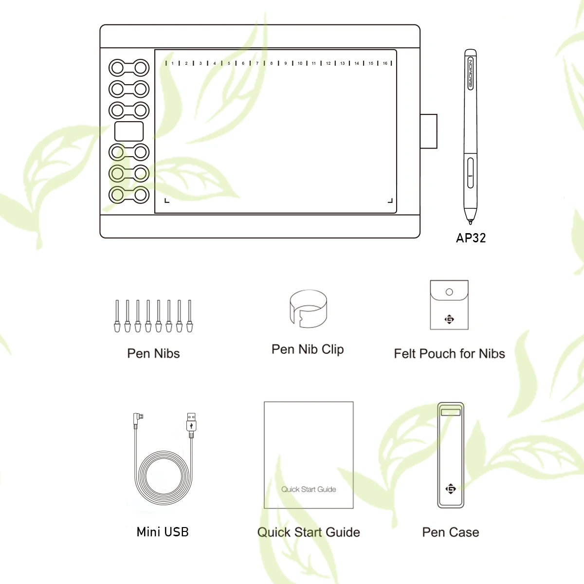 

M106K Pro 10 ''Grafische Tekening Tablet Met 8192 Niveaus Tilt Ondersteunde Batterij-Gratis Stylus Voor Windows/mac/Andro