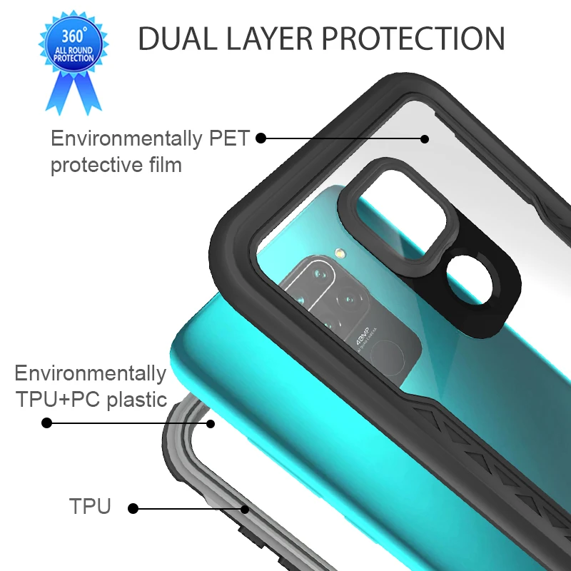 shellbox diving swim dustproof case for xiaomi redmi note 9 clear case ip68 waterproof full cover capa free global shipping