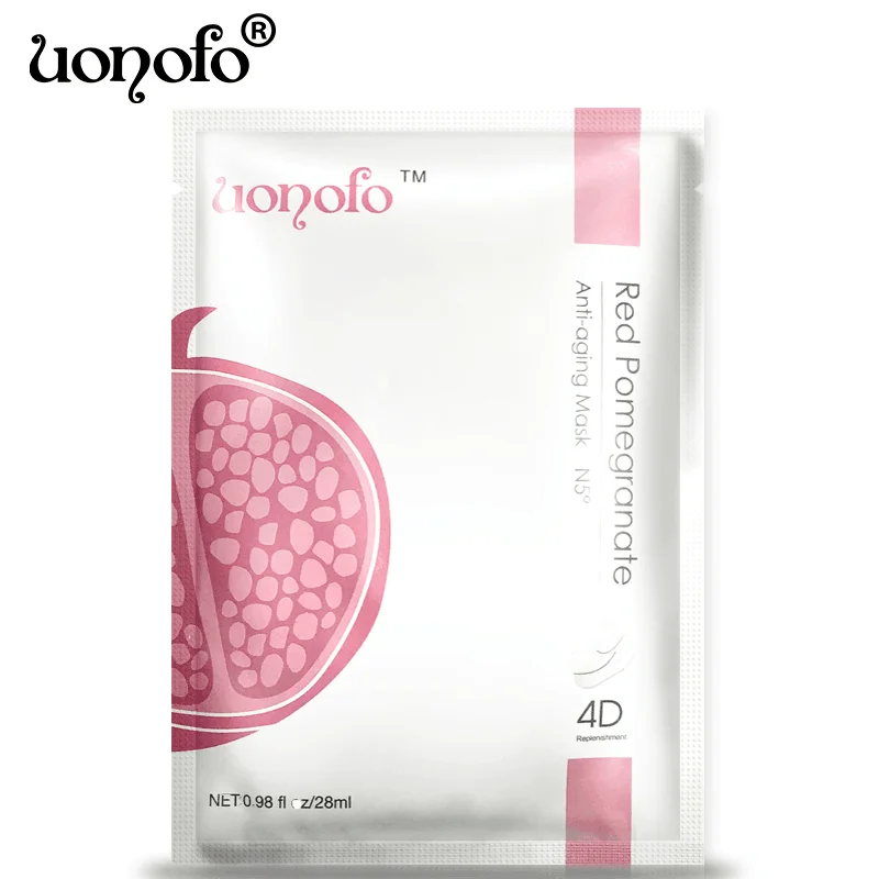 Pomegranate UONOFO 4D алоэ вера папайя гранатовые маски для лица натуральная растительная Маска увлажняющий отбеливающий контроль масла обернутый уход за кожей лица - Цвет: Pomegranate