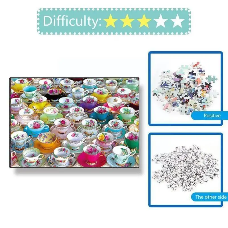 

Jigsaw Puzzle Color Tea Cup Art Picture Puzzle 1000 Children For Adult DIY Pieces Room Puzzles For Home Gift Decoration liv M3O7