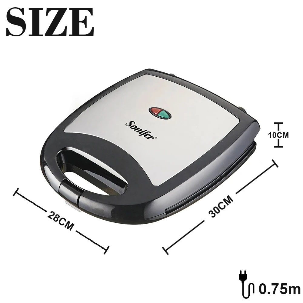 

1200W Electric Sandwich Maker Machine Stainless Steel Kitchen Breakfast Maker Non-stick Coating Plate For Gift 220V Sonifer