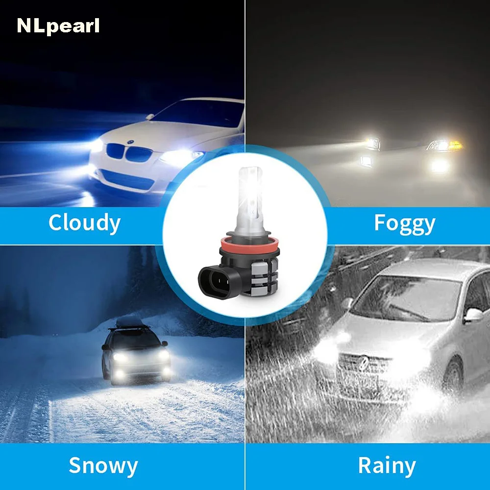 

NLpearl 2x H11 LED Fog Lamp H8 9005 HB3 9006 HB4 H16JP White Yellow LED Canbus Fog Lights Bulb for Car BMW E60 E90 Audi A3 A4 A6