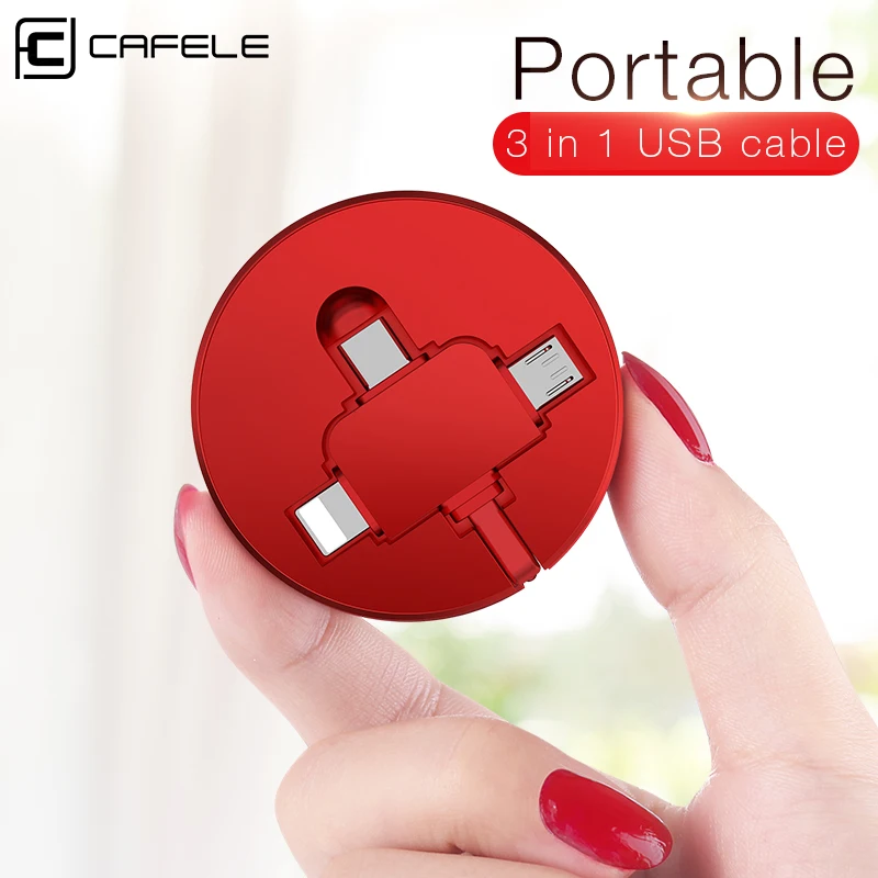 8-контактный кабель cafele 3 в 1 Micro USB Type C USB-кабель для телефонов iOS и Android с выдвижным