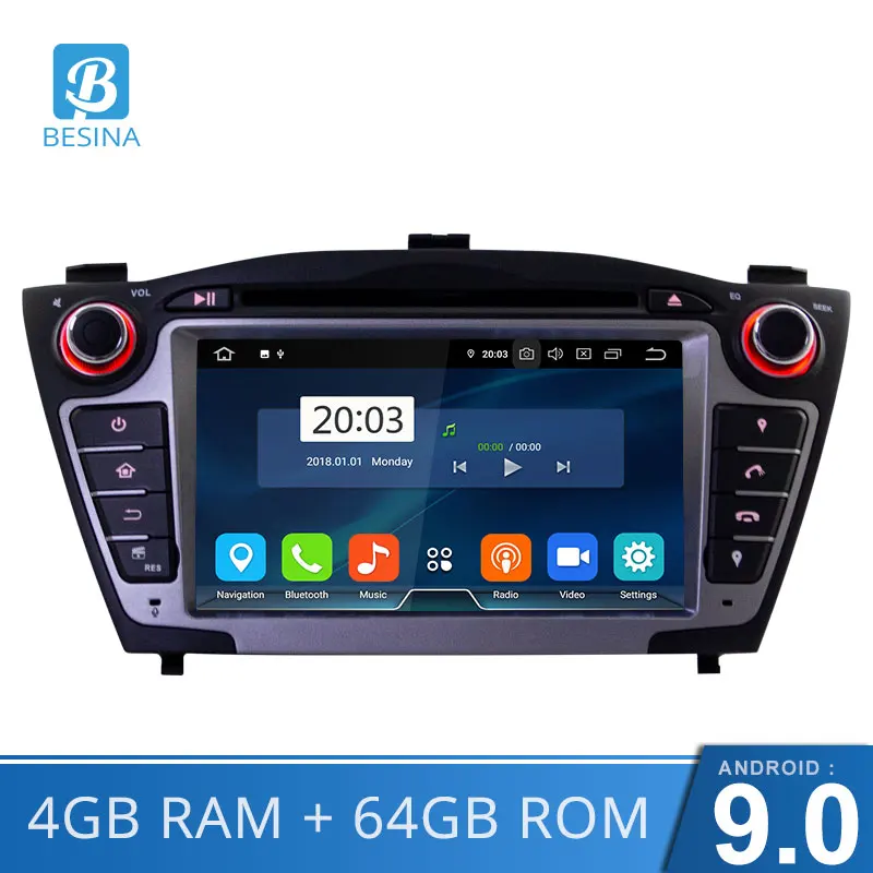 Besina Android 9,0 Автомобильный DVD плеер для hyundai Tucson/IX35 2011 2012 2013 gps 2Din автомобиль радио стерео Мультимедиа Autoaudio WI-FI RDS